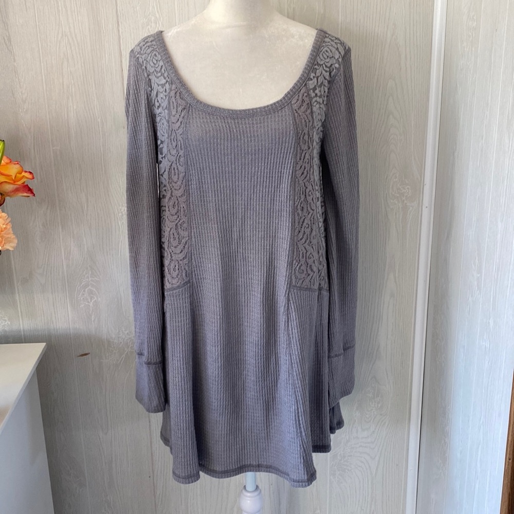Anthropologie•E by Eloise•Gray•Gwyneira•Thermal Lace Dress•Size M•Soft